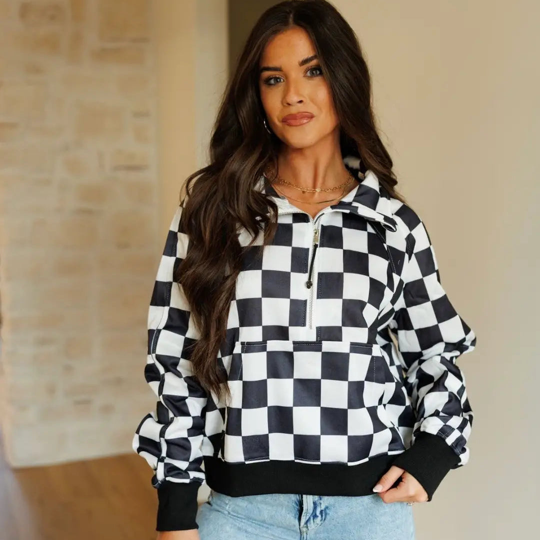 Quarter Zip Checkered Jacket