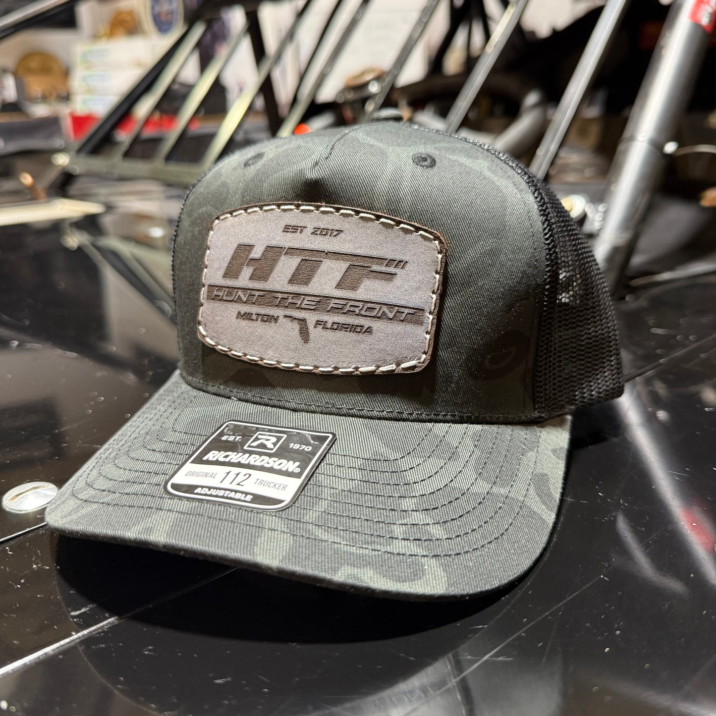 HTF Duck Camo Florida Emblem Leather Patch Trucker Hat