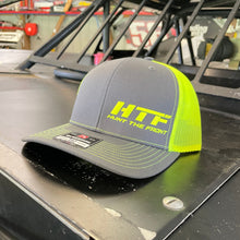 Load image into Gallery viewer, HTF Trucker Hat - Neon Yellow &amp; Green
