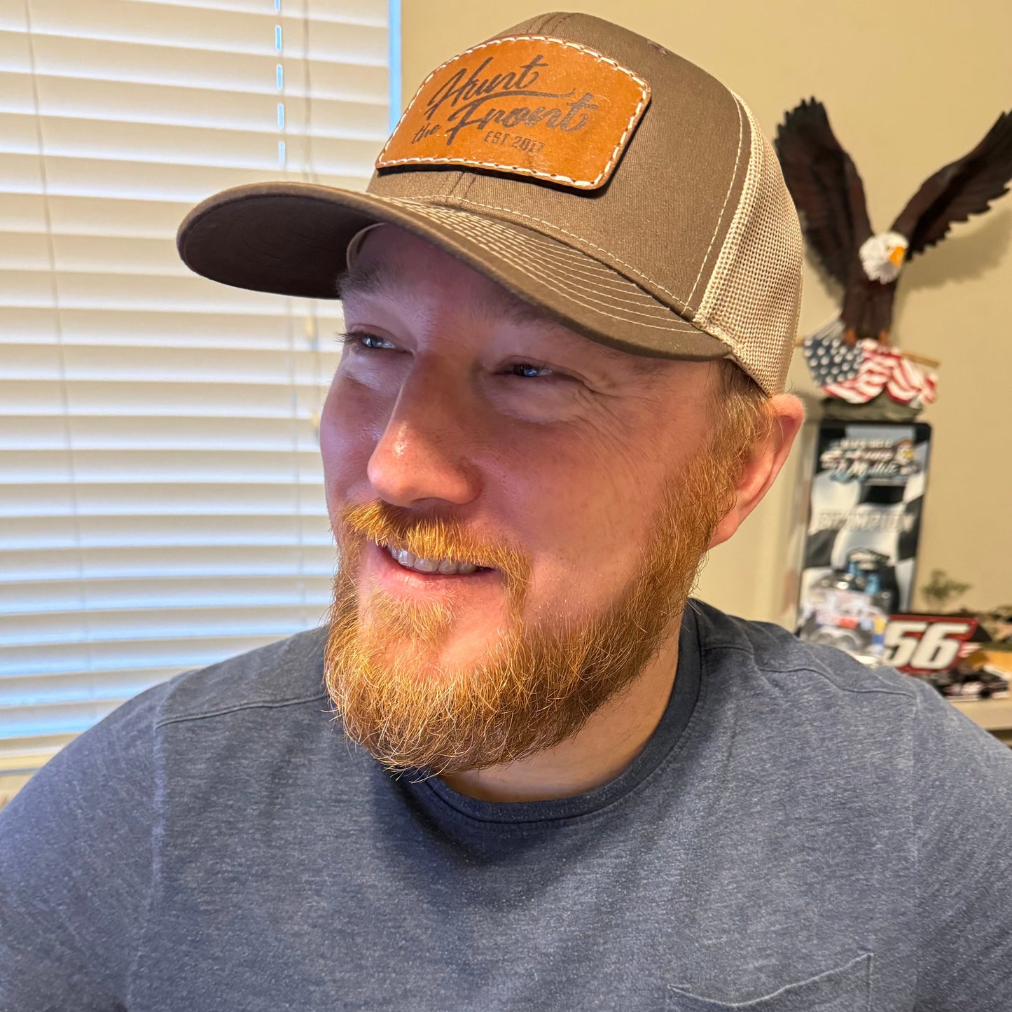 Brown Leather Patch Hat