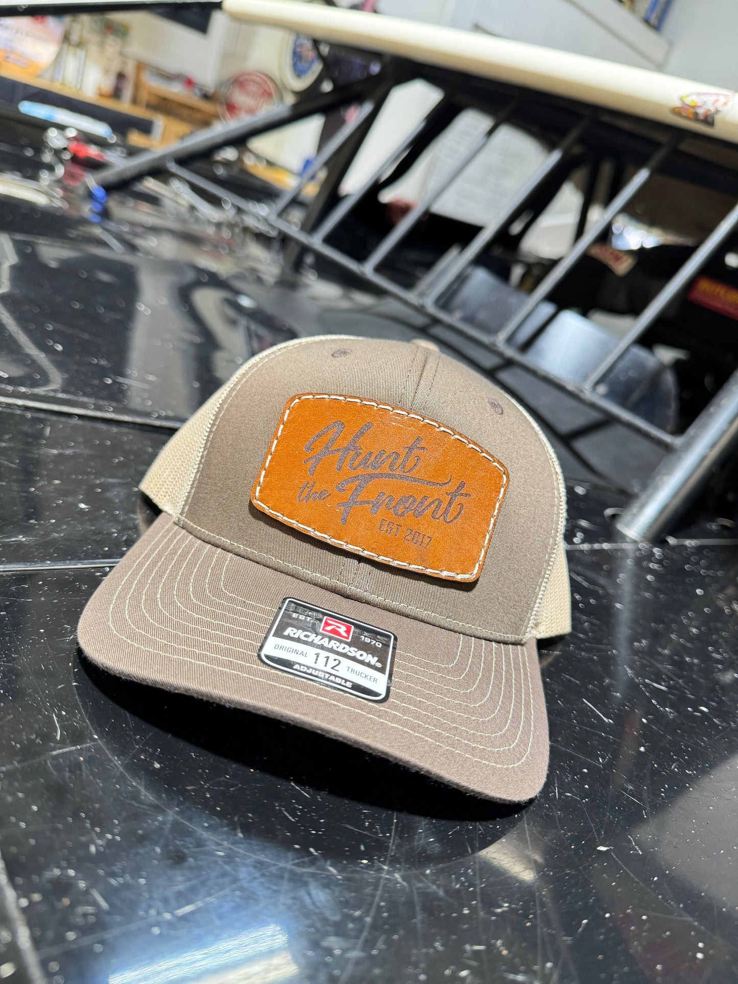 Brown Leather Patch Hat