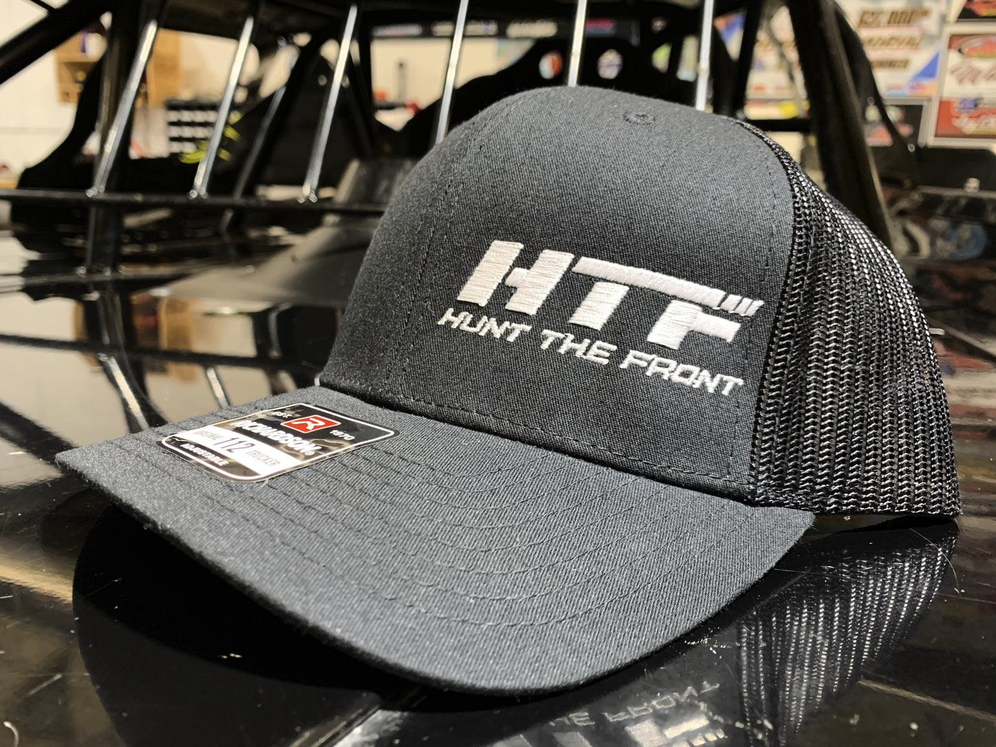 HTF Trucker Hat - Black with White Letters