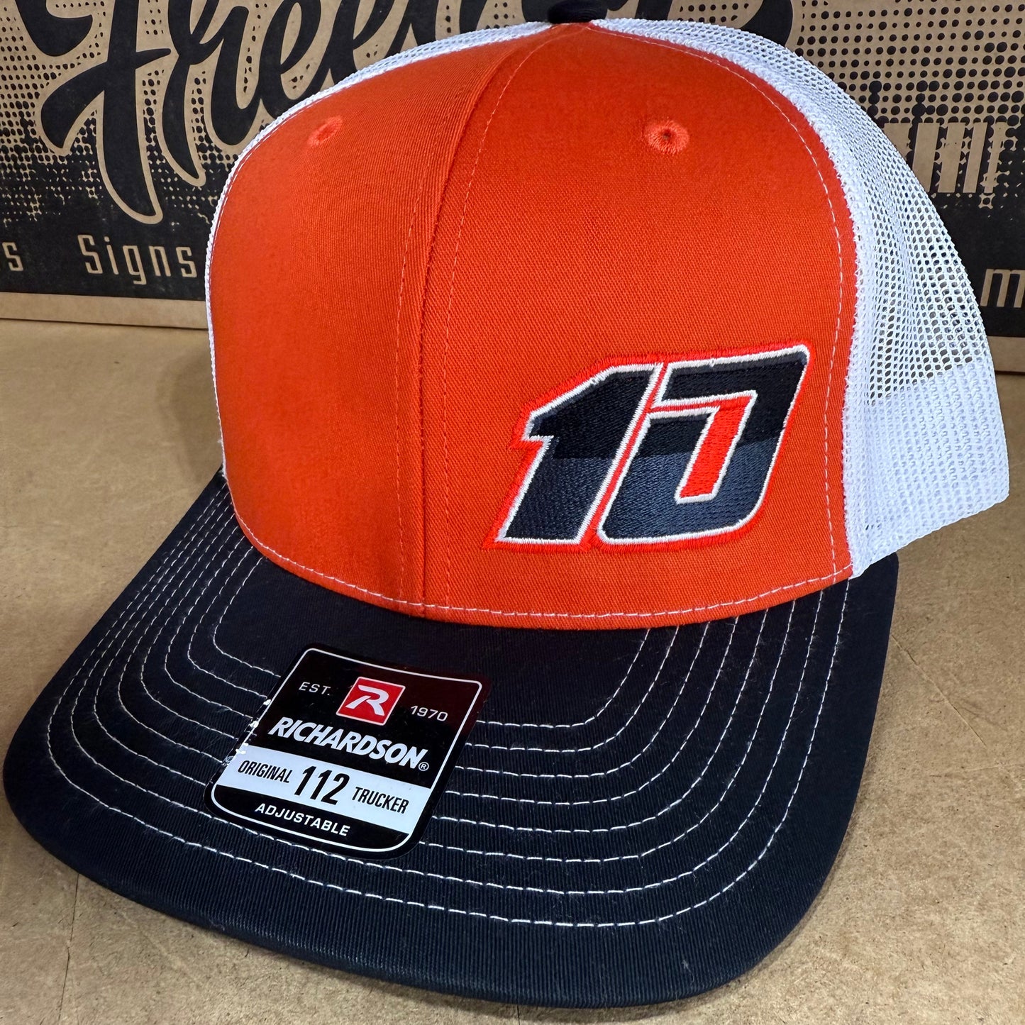 Orange Front with Black #10 Trucker Hat