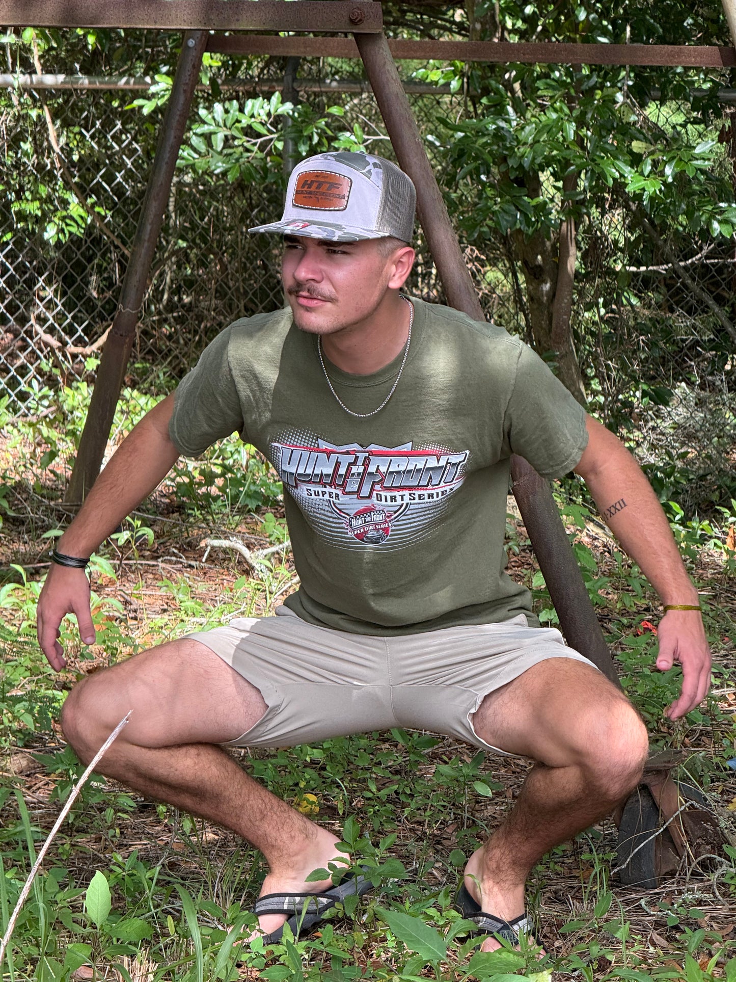 Leather Patch Marsh Duck Camo Loden 7 Panel Hat