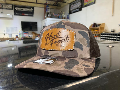 Leather Patch Duck Camo Trucker Hat