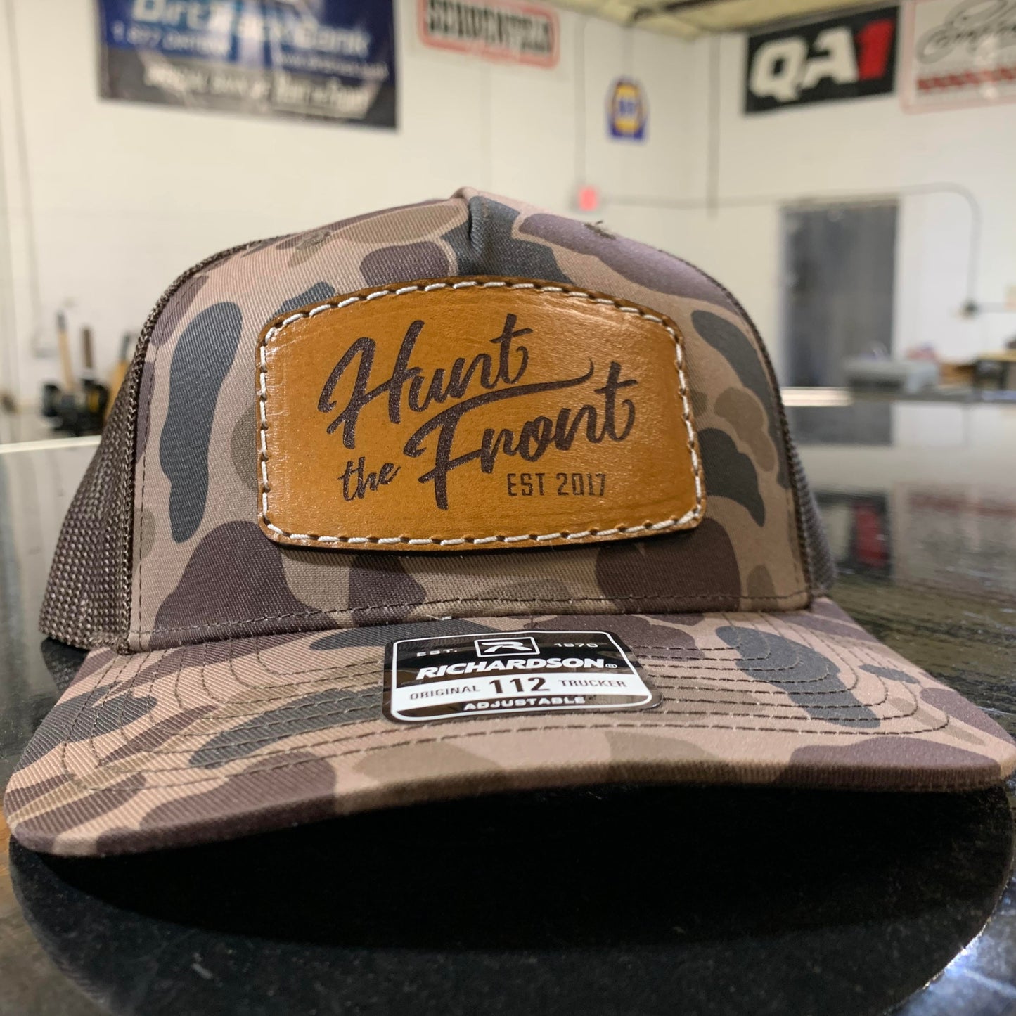 Leather Patch Duck Camo Trucker Hat