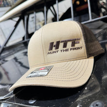 Load image into Gallery viewer, HTF Trucker Hat -Khaki w/Coffee Letters
