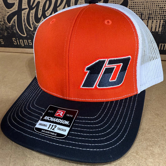 Orange Front with Black #10 Trucker Hat