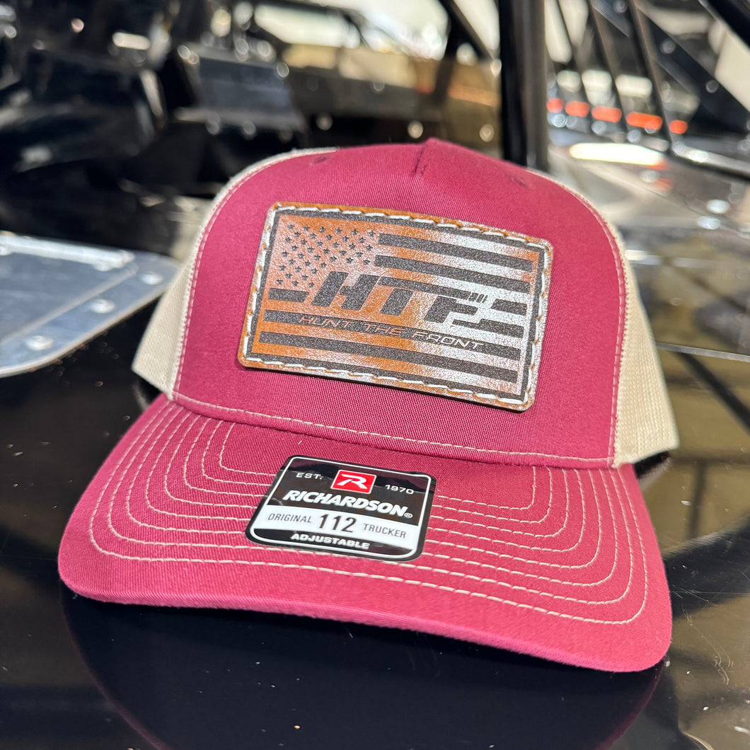 Leather Patch AMERICAN FLAG Trucker Hat