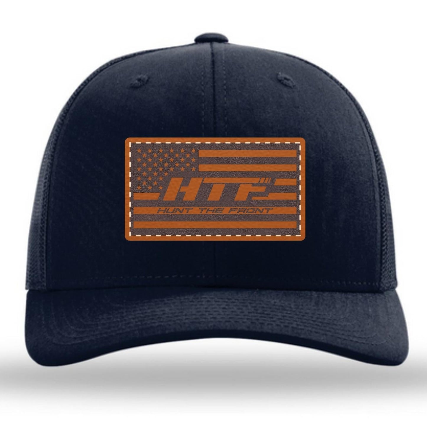 Leather Patch Navy AMERICAN FLAG Trucker Hat